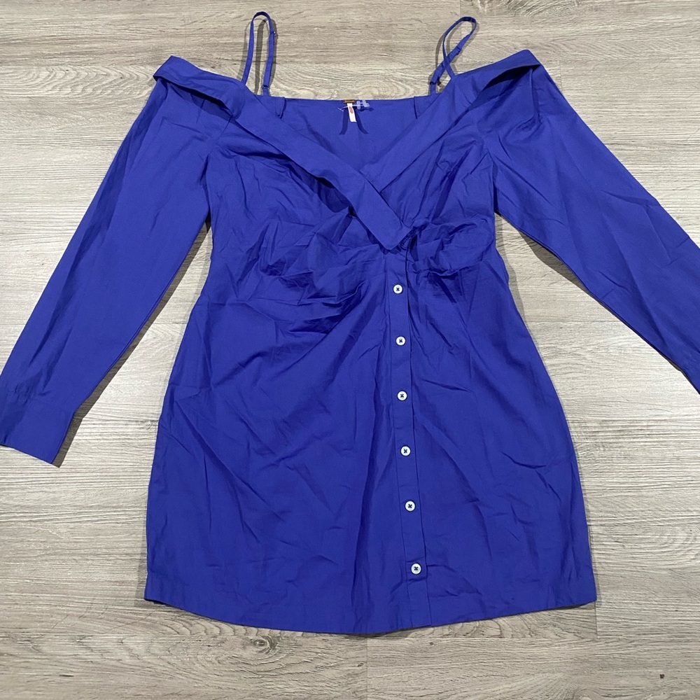 Free People After Hours Mini Shirt Dress Endless Summer Canyon Iris‎ Large - Picture 3 of 6
